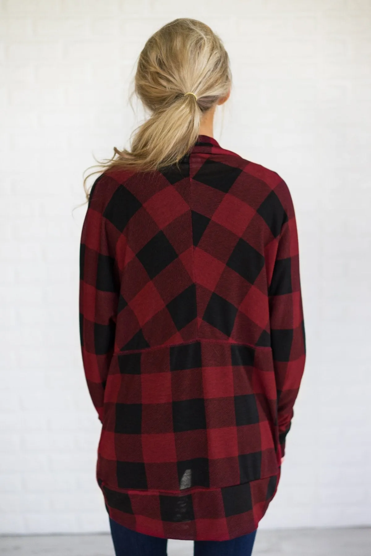 All For You Red Checkered Cardigan