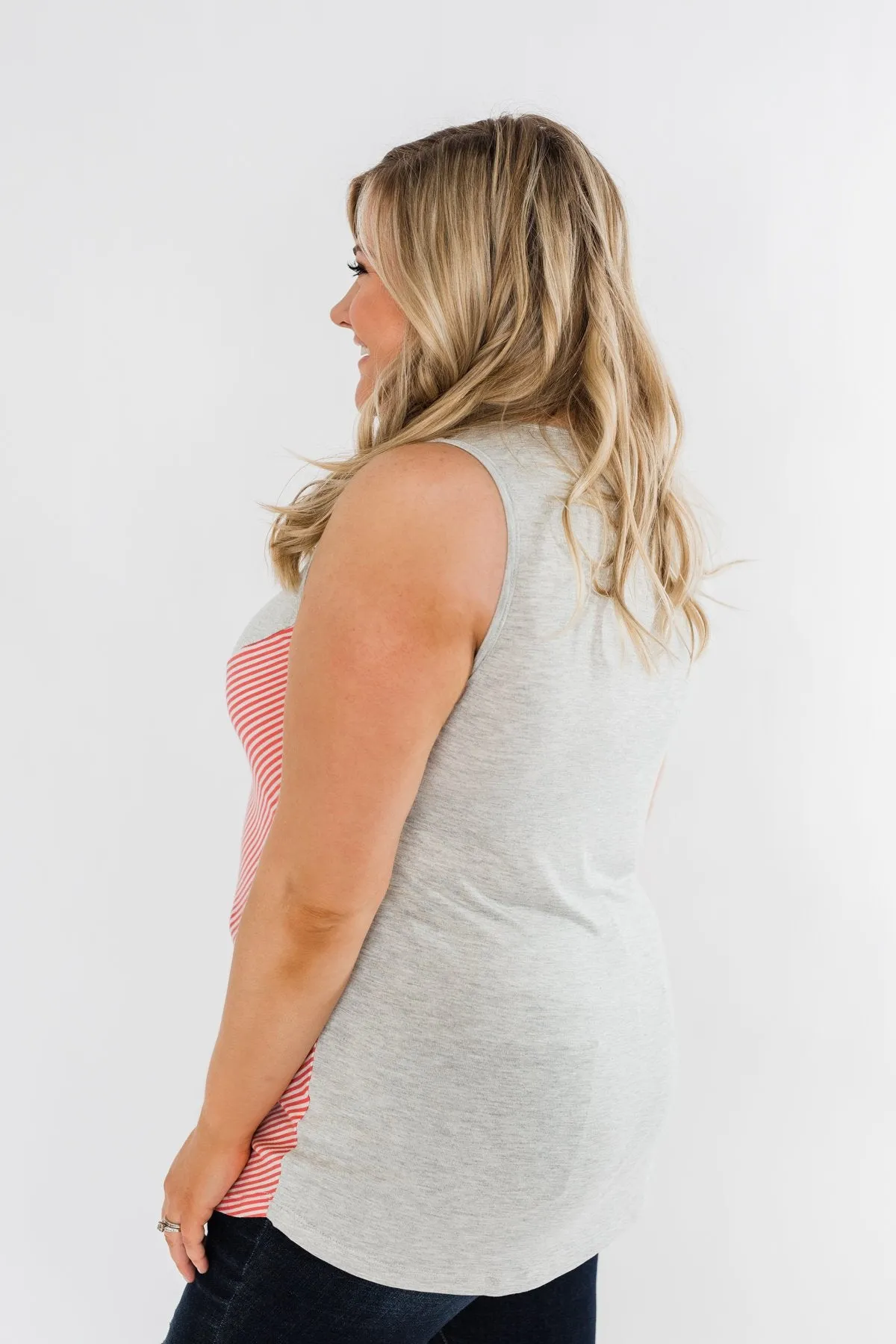 Be Somebody Color Block Tank Top- Grey & Coral