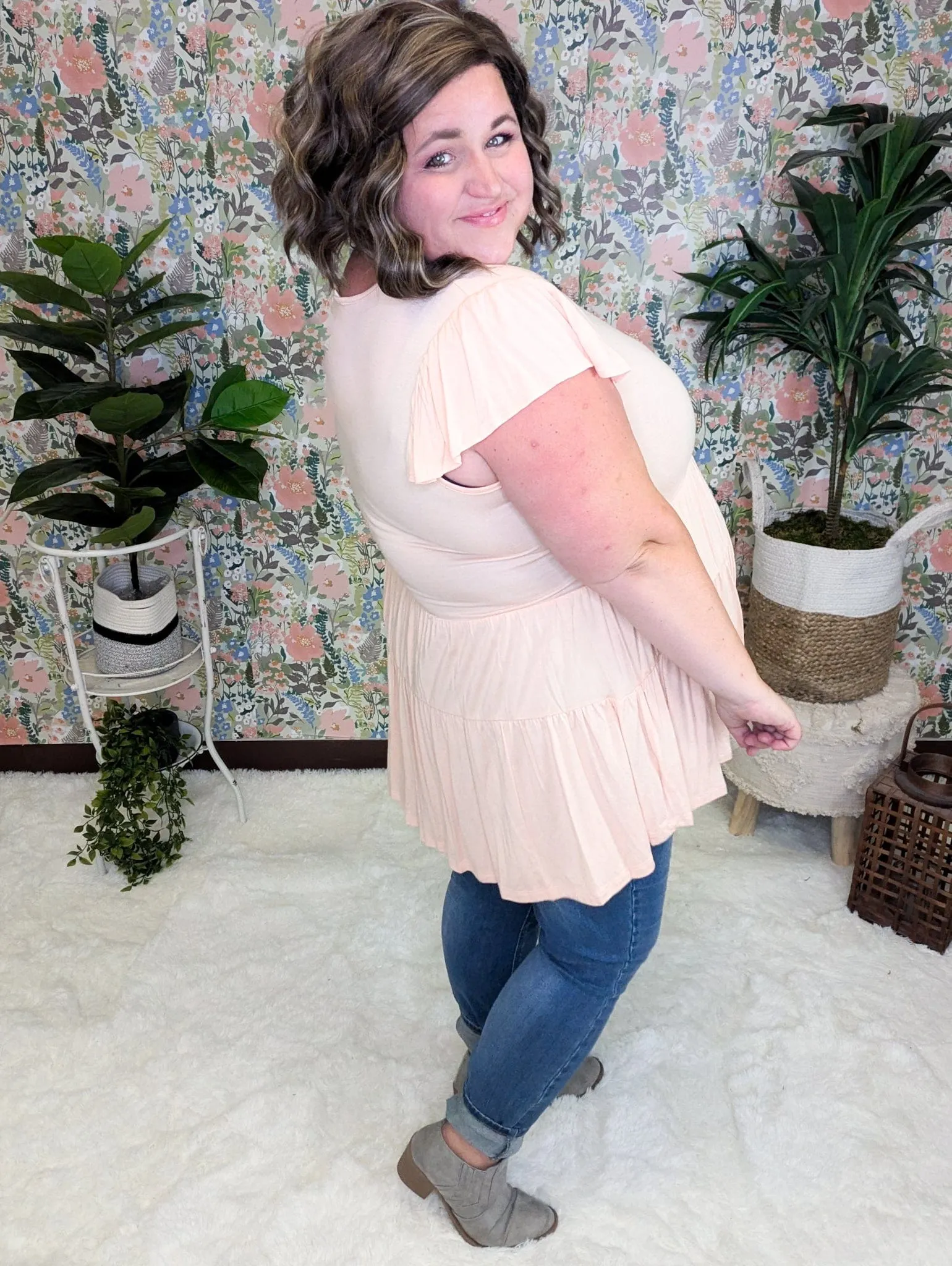 Cove Double Tiered Vneck Tee w/Flutter Sleeve (3 colors)