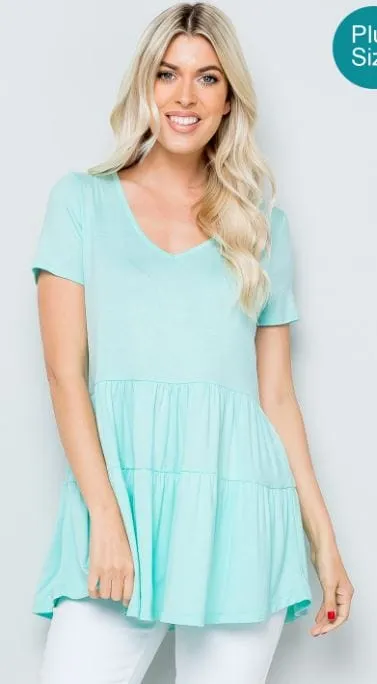 Cove Double Tiered Vneck Tee w/Flutter Sleeve (3 colors)