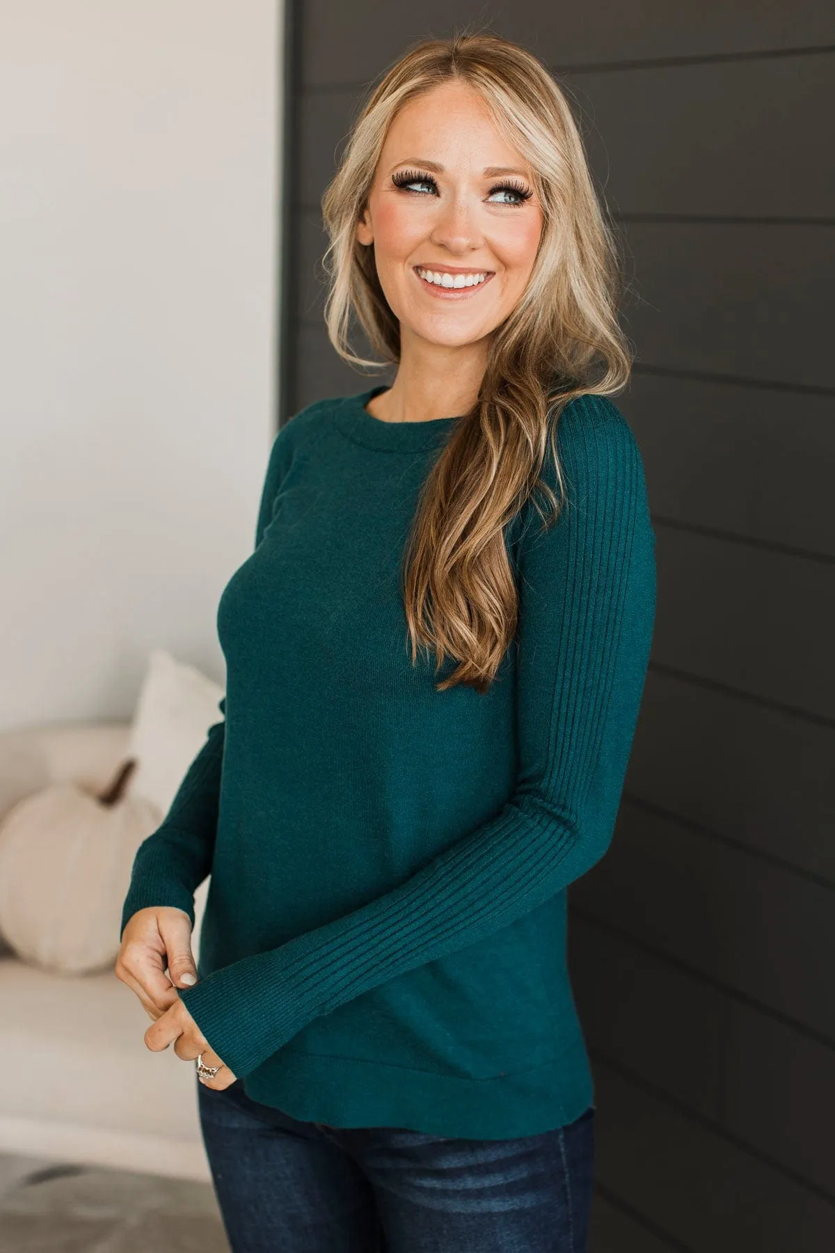Darling Of Mine Knit Sweater- Teal