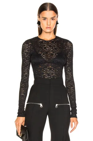 ENZA COSTA Stretch Lace Fitted Long Sleeve Crew Black or Off White