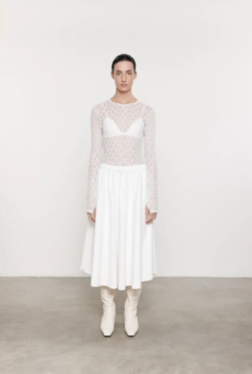 ENZA COSTA Stretch Lace Fitted Long Sleeve Crew Black or Off White