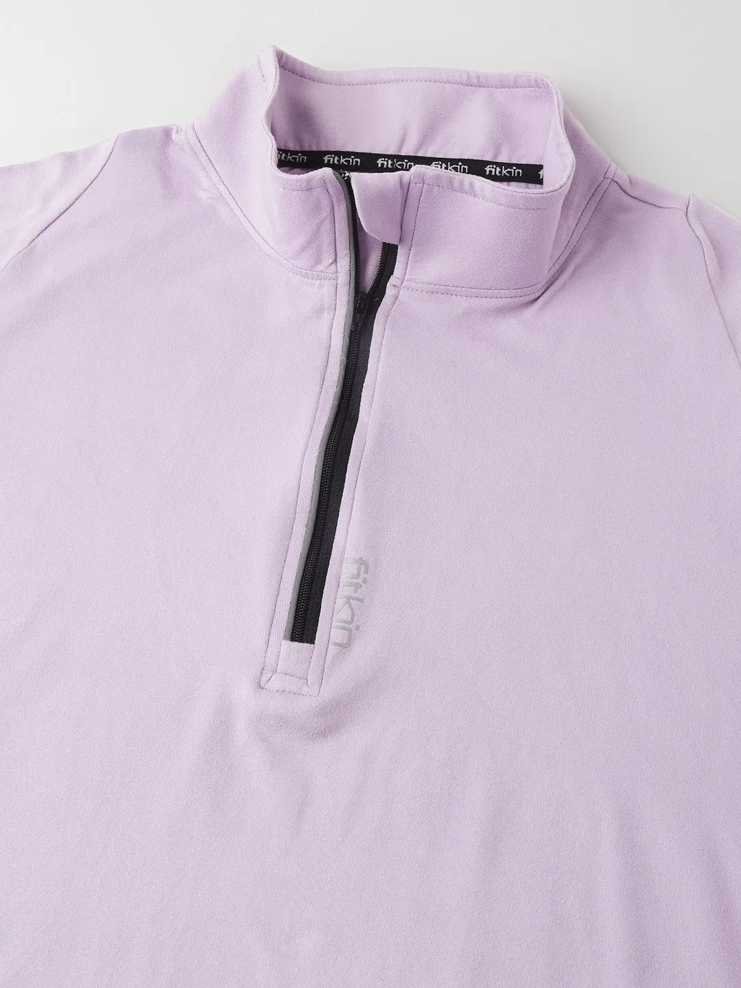 Fitkin Plus Size Super Soft Anti-Odor Lavender Front Zipper Tshirt