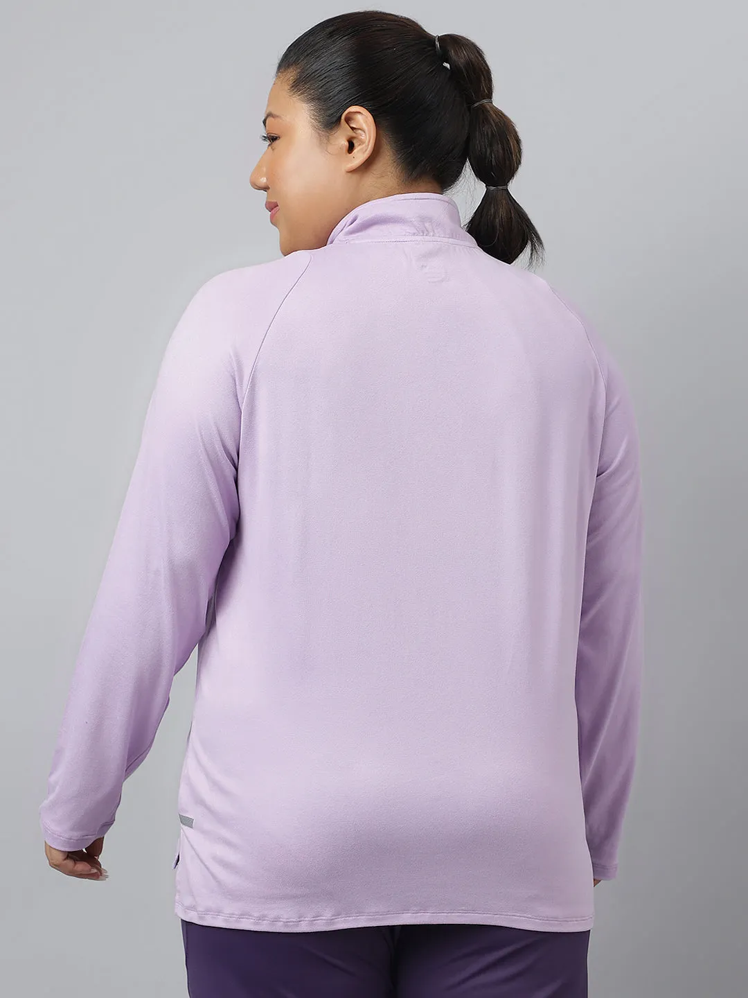 Fitkin Plus Size Super Soft Anti-Odor Lavender Front Zipper Tshirt