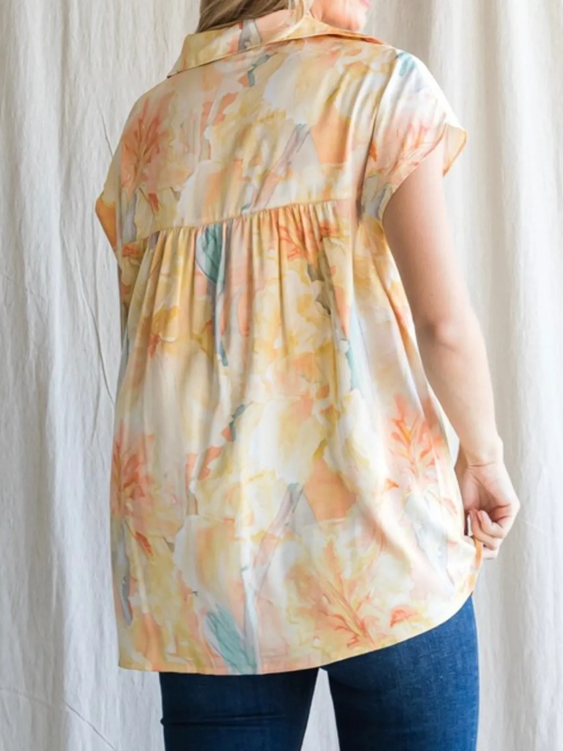 Floral Print Top with Collar