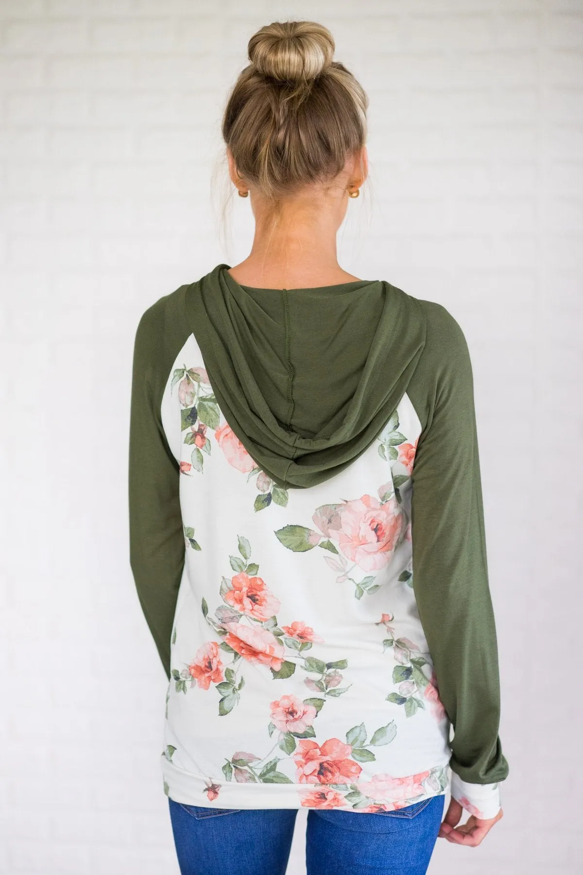 Floral Romance Hoodie ~ Olive