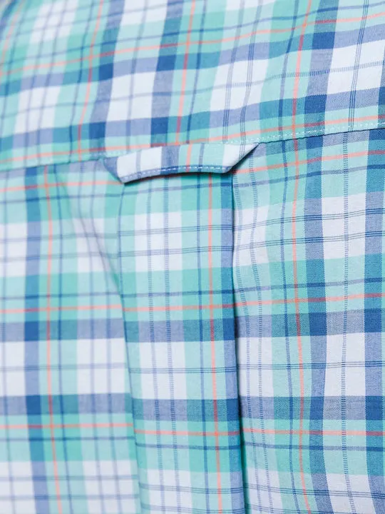 GANT Capri Blue Tech Prep Broadcloth Slim Fit Check Shirt 3018232 Size M NWT