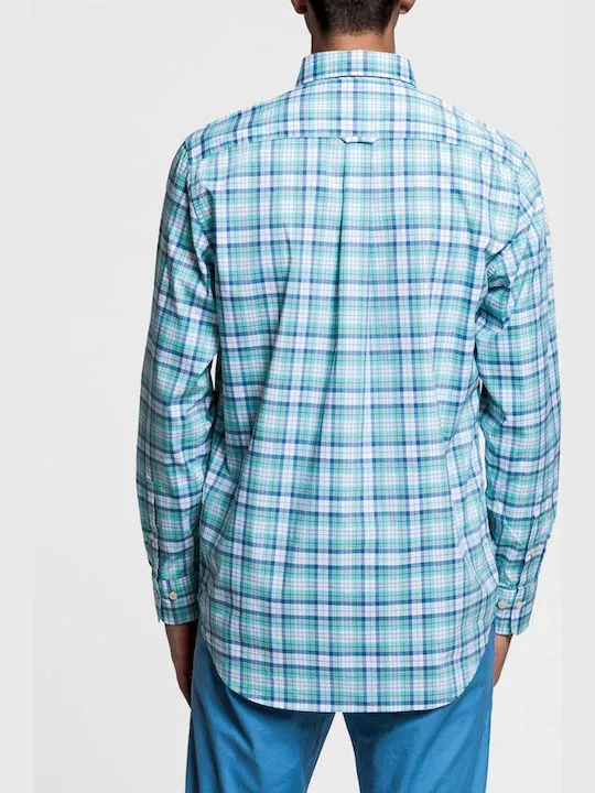 GANT Capri Blue Tech Prep Broadcloth Slim Fit Check Shirt 3018232 Size M NWT