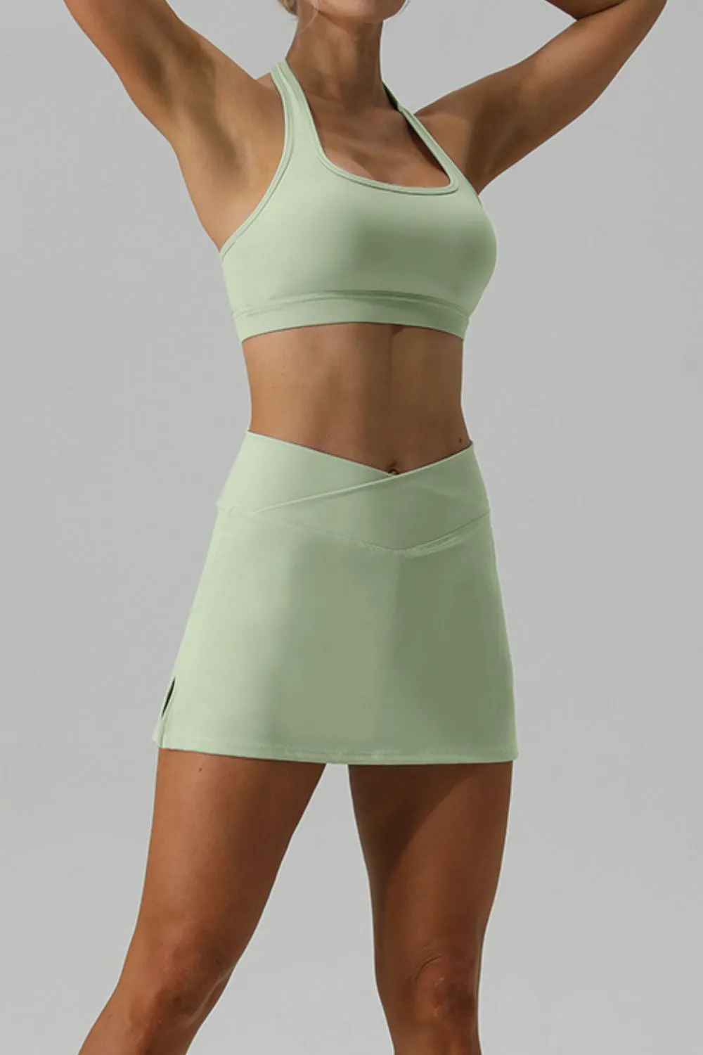 Halter Neck Tank and Slit Skirt Active Set