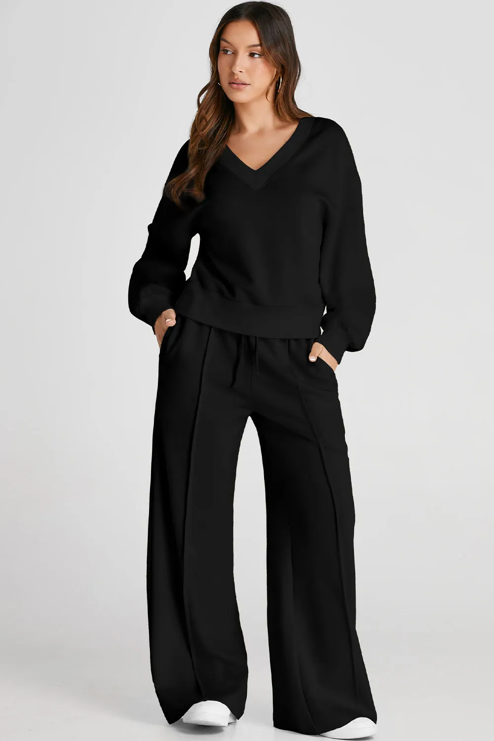 Hazel Blues® |  V-Neck Long Sleeve Top and Pants Active Set