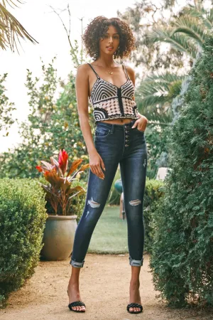 Kancan Norah High Rise Ankle Skinny Jeans - Dark Wash- Final Sale