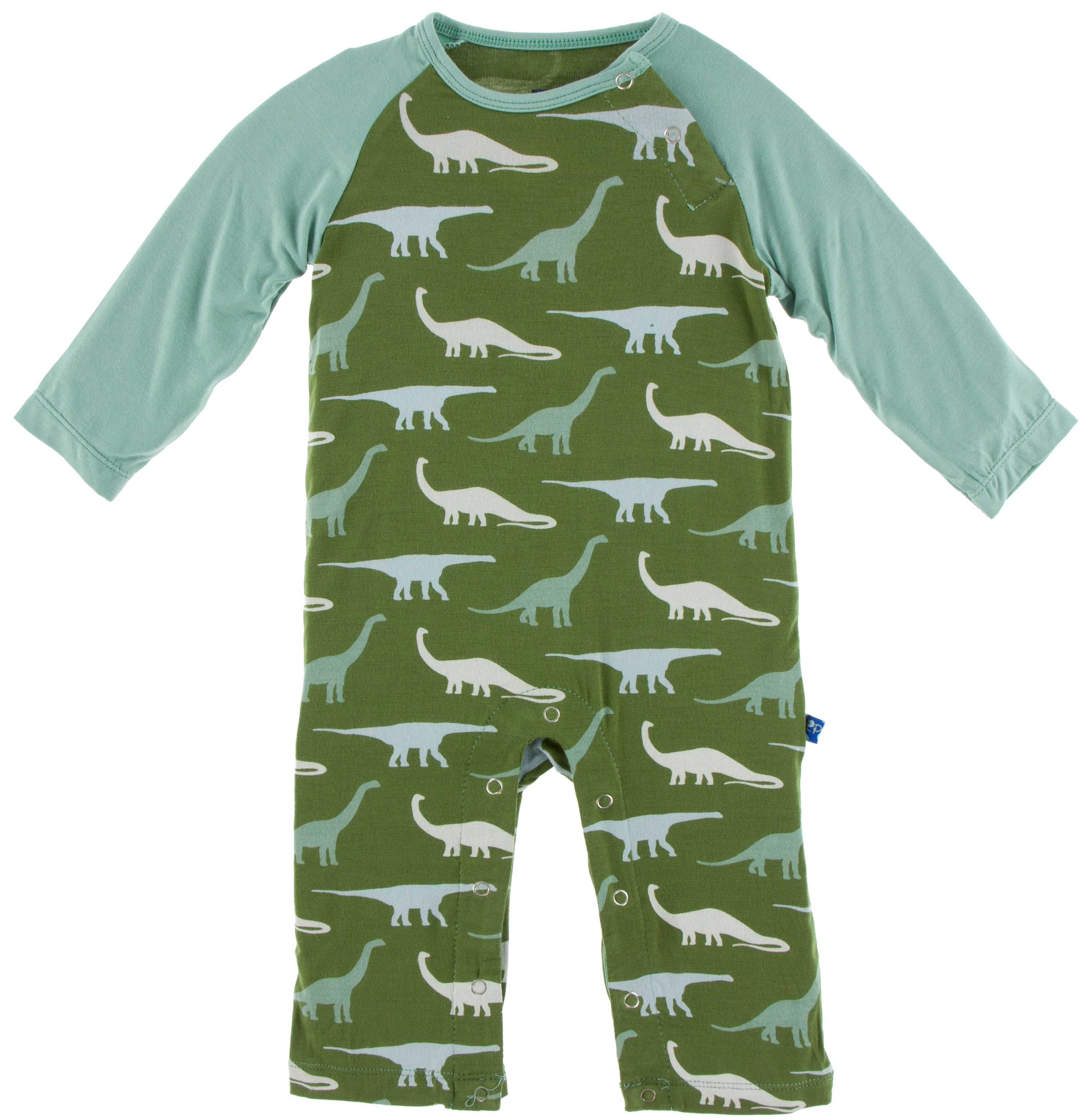 KicKee Pants Moss Sauropods L/S Raglan Romper