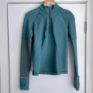 Lululemon Women’s Half Zip Jacket 4 Two-Tone Ribbed Green Jasper / Blue Chill