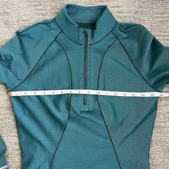 Lululemon Women’s Half Zip Jacket 4 Two-Tone Ribbed Green Jasper / Blue Chill