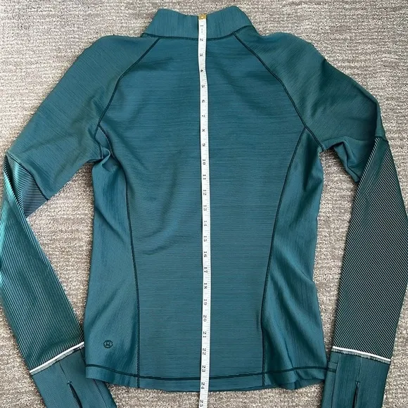Lululemon Women’s Half Zip Jacket 4 Two-Tone Ribbed Green Jasper / Blue Chill