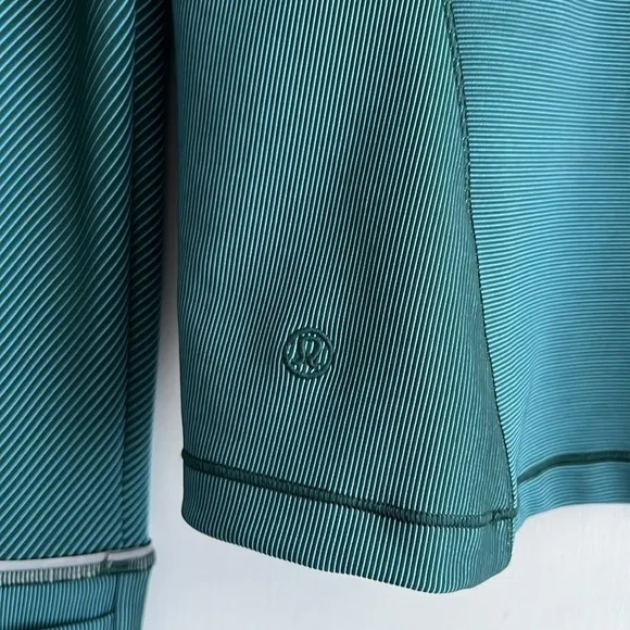 Lululemon Women’s Half Zip Jacket 4 Two-Tone Ribbed Green Jasper / Blue Chill