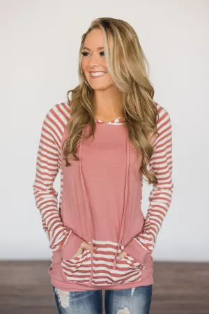 Mauve & Stripes Hoodie