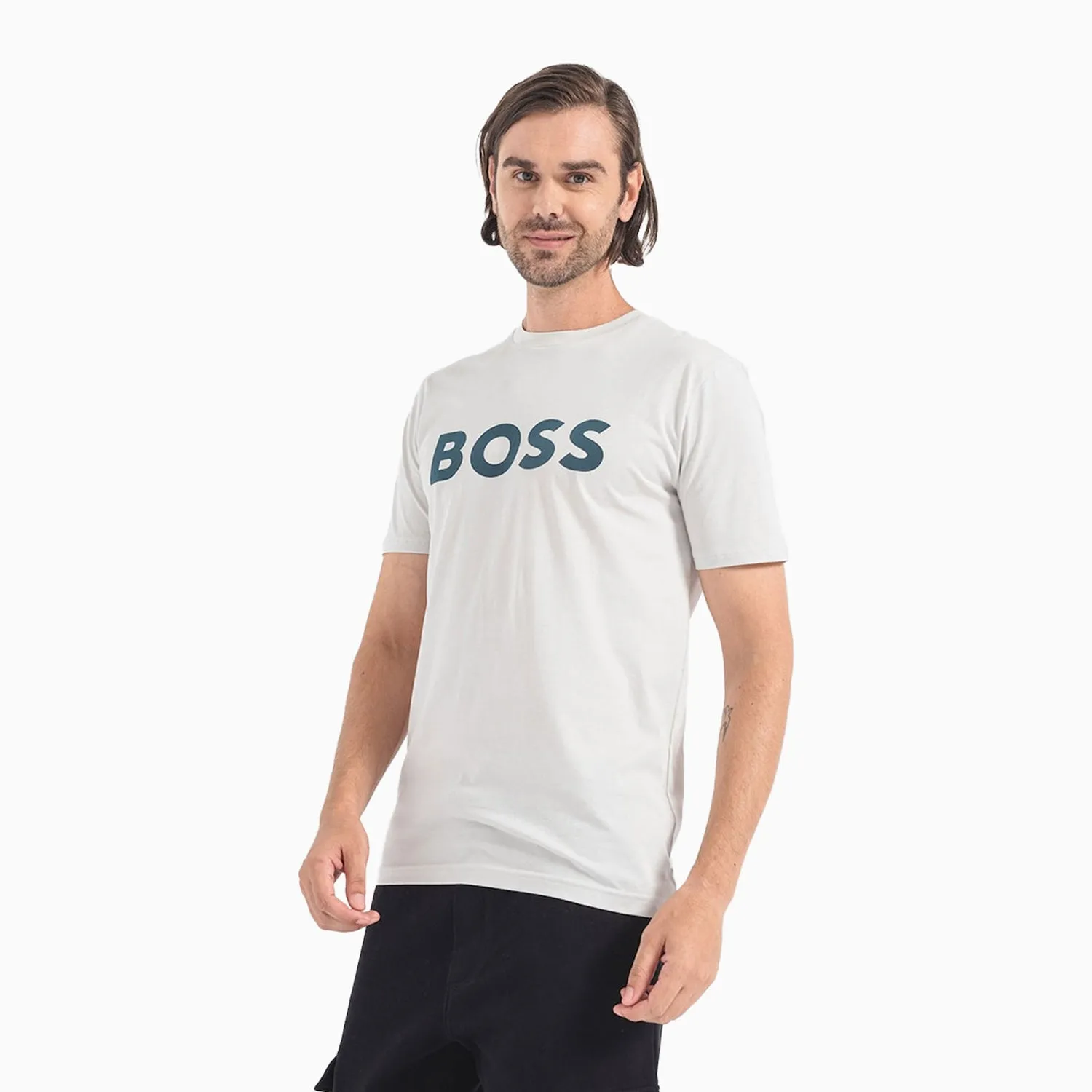 Men's Cotton Jersey T Shirt With Rubber Print Logo