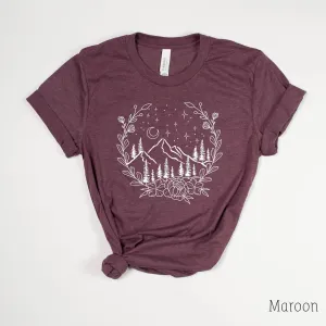 Mountain Scene Maroon T-Shirt