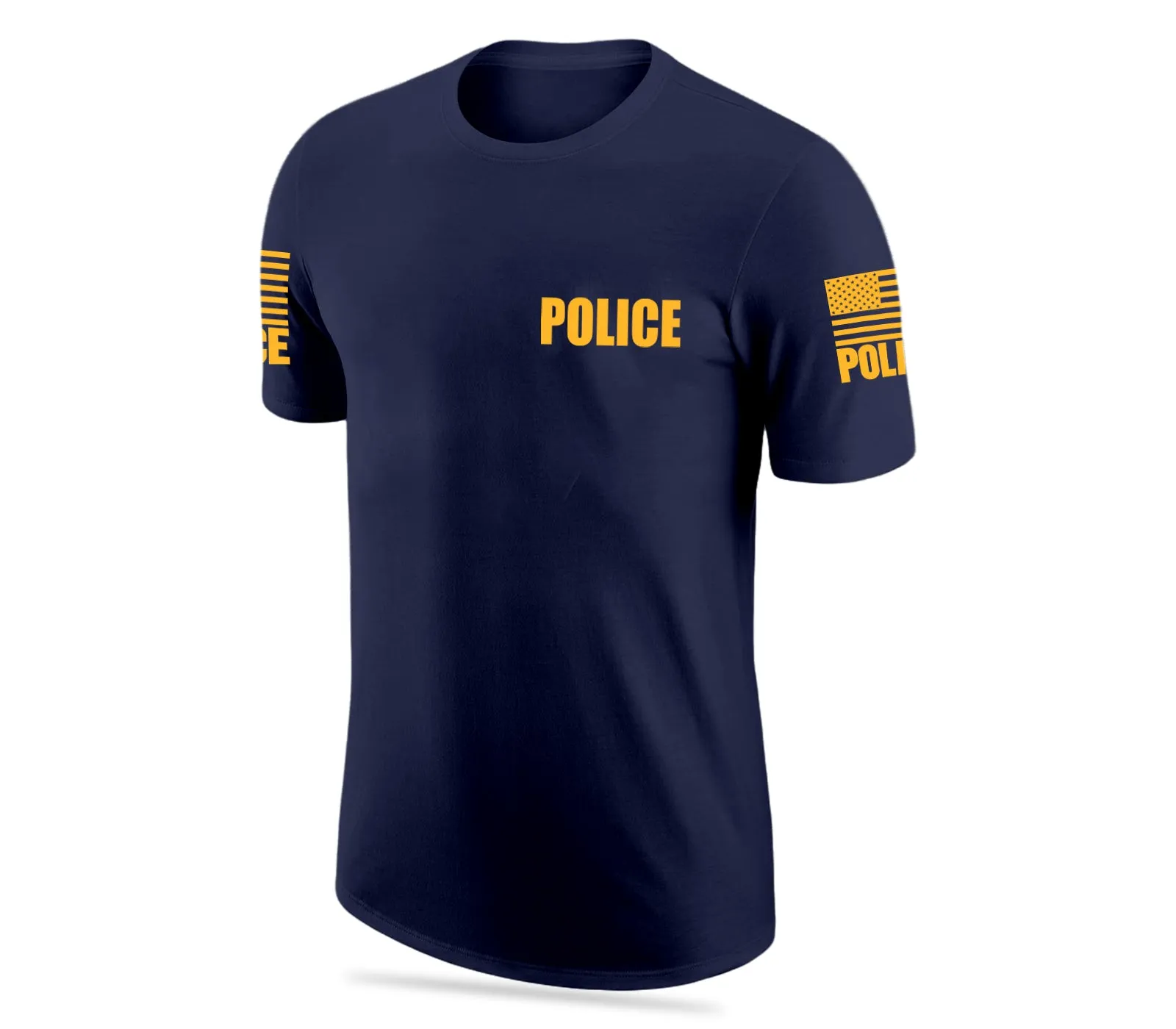 Navy Blue Police Men's Shirt - Short Sleeve (Golden Yellow)