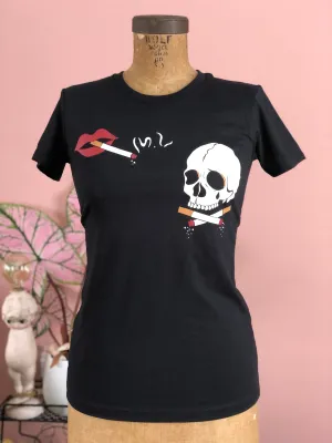 NO SMOKING SKULL TEE *BLACK