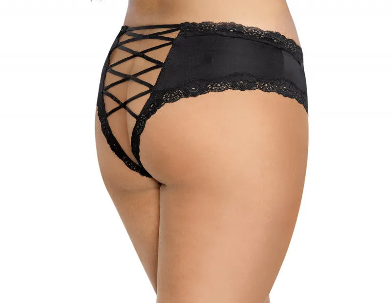 Open Back Panty - 3x - Black