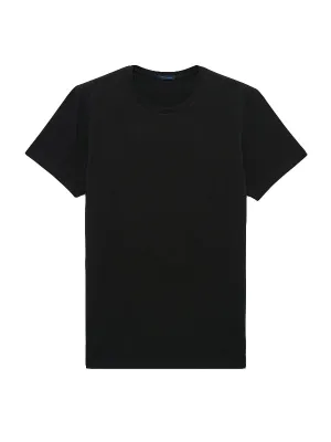 Patrick Assaraf Iconic Pima Cotton Stretch Crew T-Shirt Black