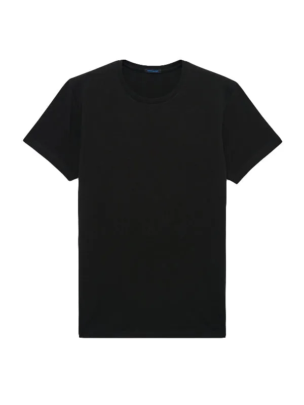 Patrick Assaraf Iconic Pima Cotton Stretch Crew T-Shirt Black