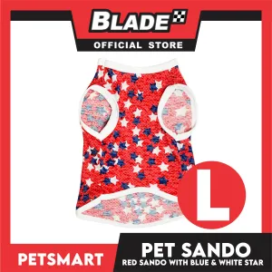 Pet Cloth Red Sando with Blue and White Star Design (Large) Perfect fit for Small Breed of Dog