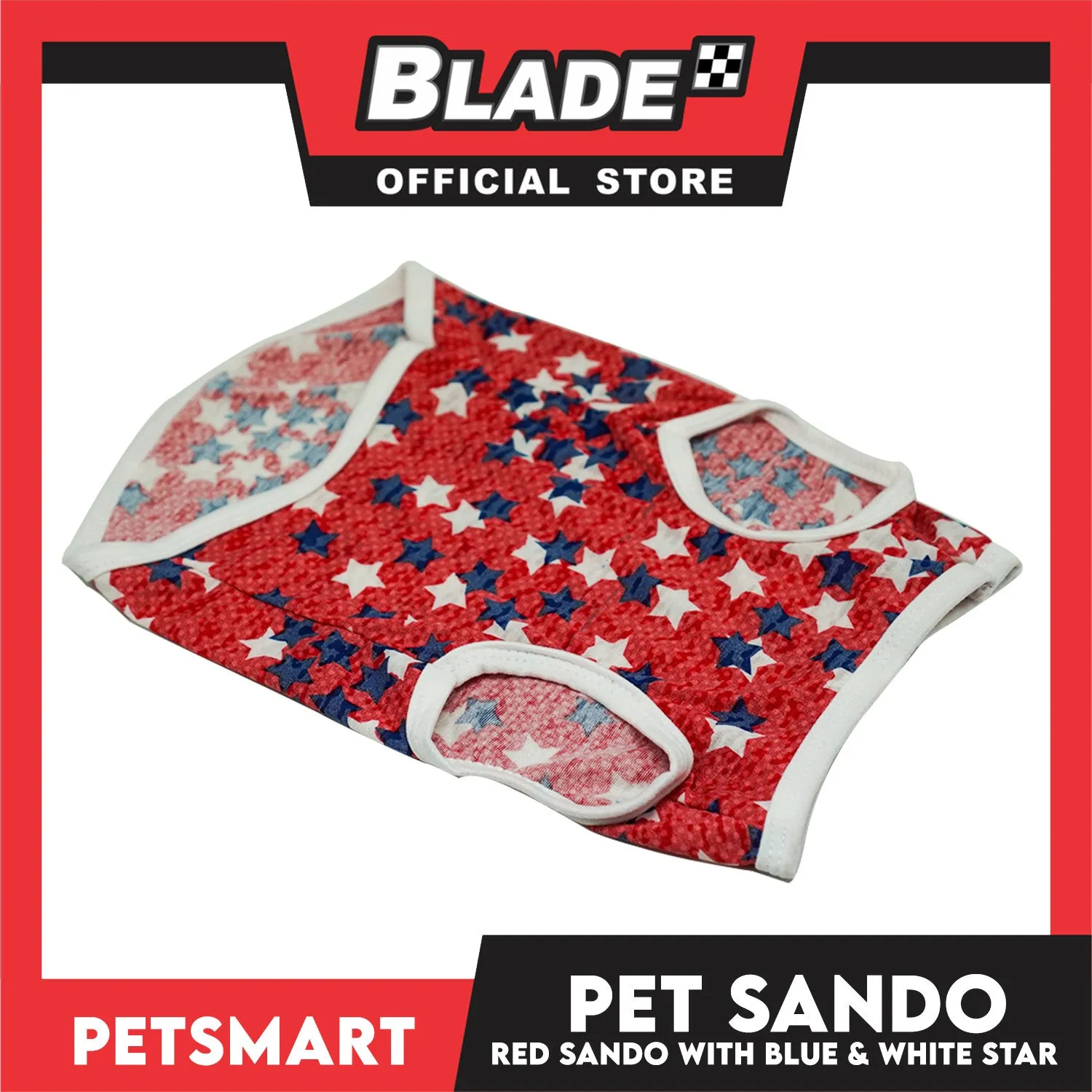 Pet Cloth Red Sando with Blue and White Star Design (Small) Perfect fit for Small Breed of Dog