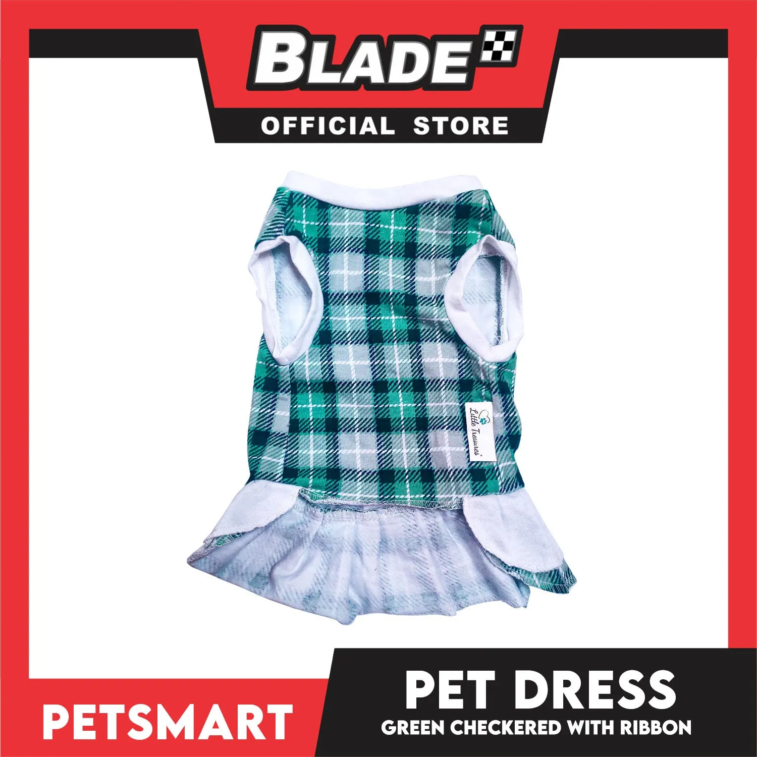 Pet Dress Checkered Green With Ribbon Dress DG-CTN114S (Small)