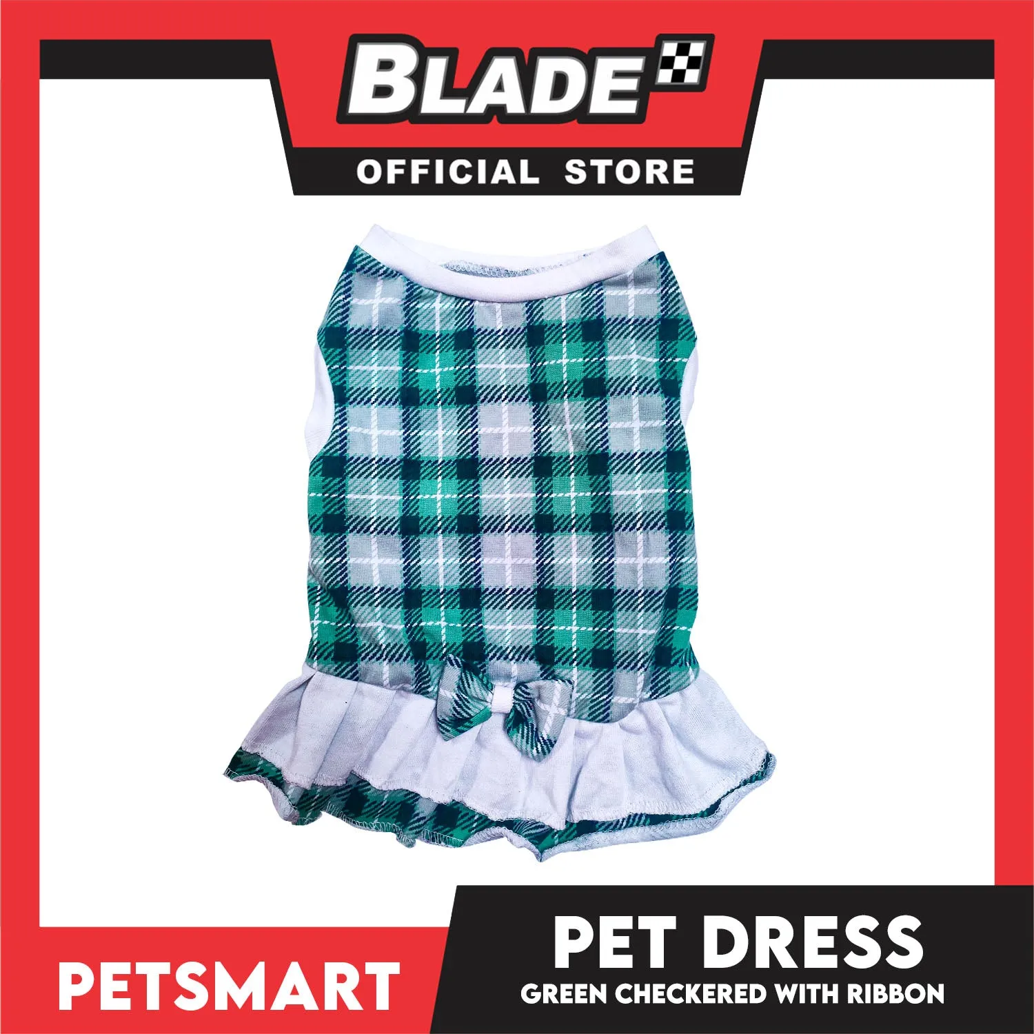 Pet Dress Checkered Green With Ribbon Dress DG-CTN114S (Small)