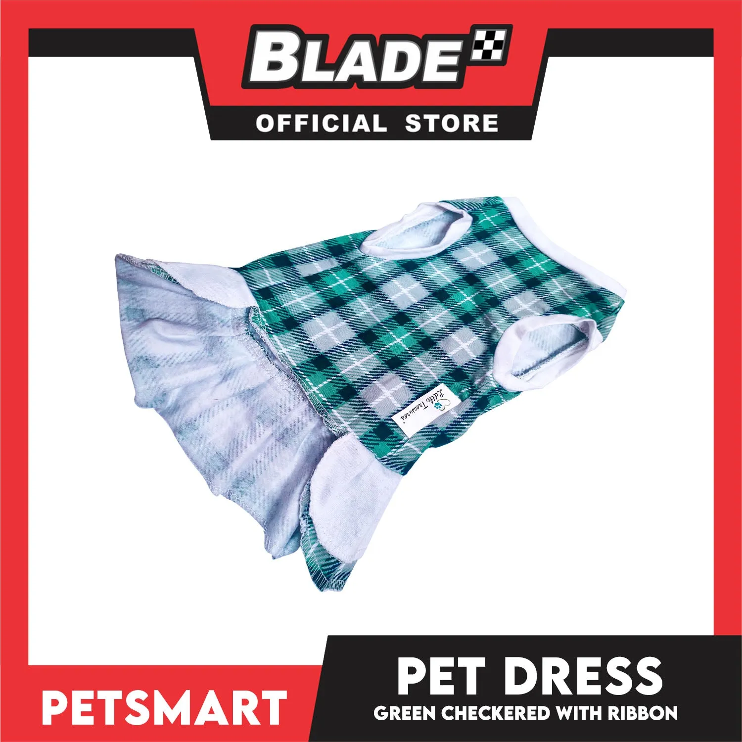 Pet Dress Checkered Green With Ribbon Dress DG-CTN114S (Small)