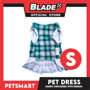 Pet Dress Checkered Green With Ribbon Dress DG-CTN114S (Small)