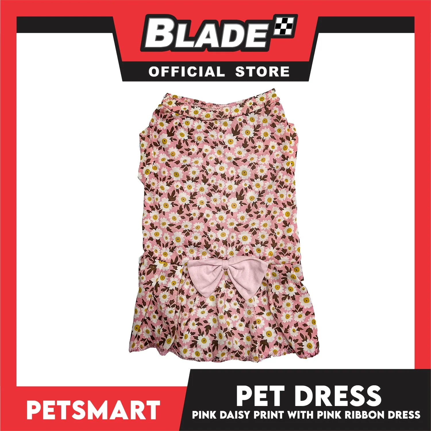 Pet Dress Pink Daisy Print with Pink Ribbon Design DG-CTN187M (Medium)