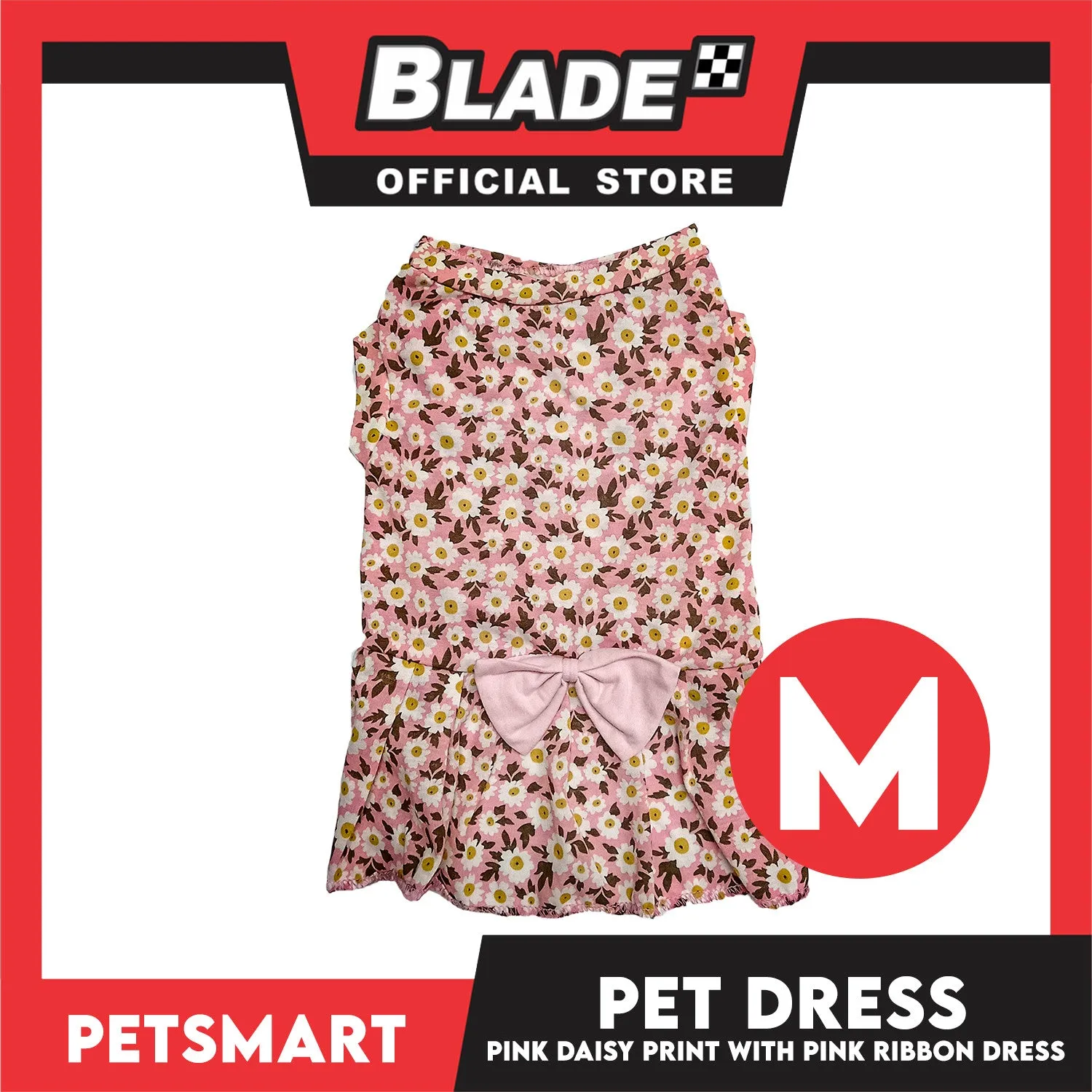 Pet Dress Pink Daisy Print with Pink Ribbon Design DG-CTN187M (Medium)