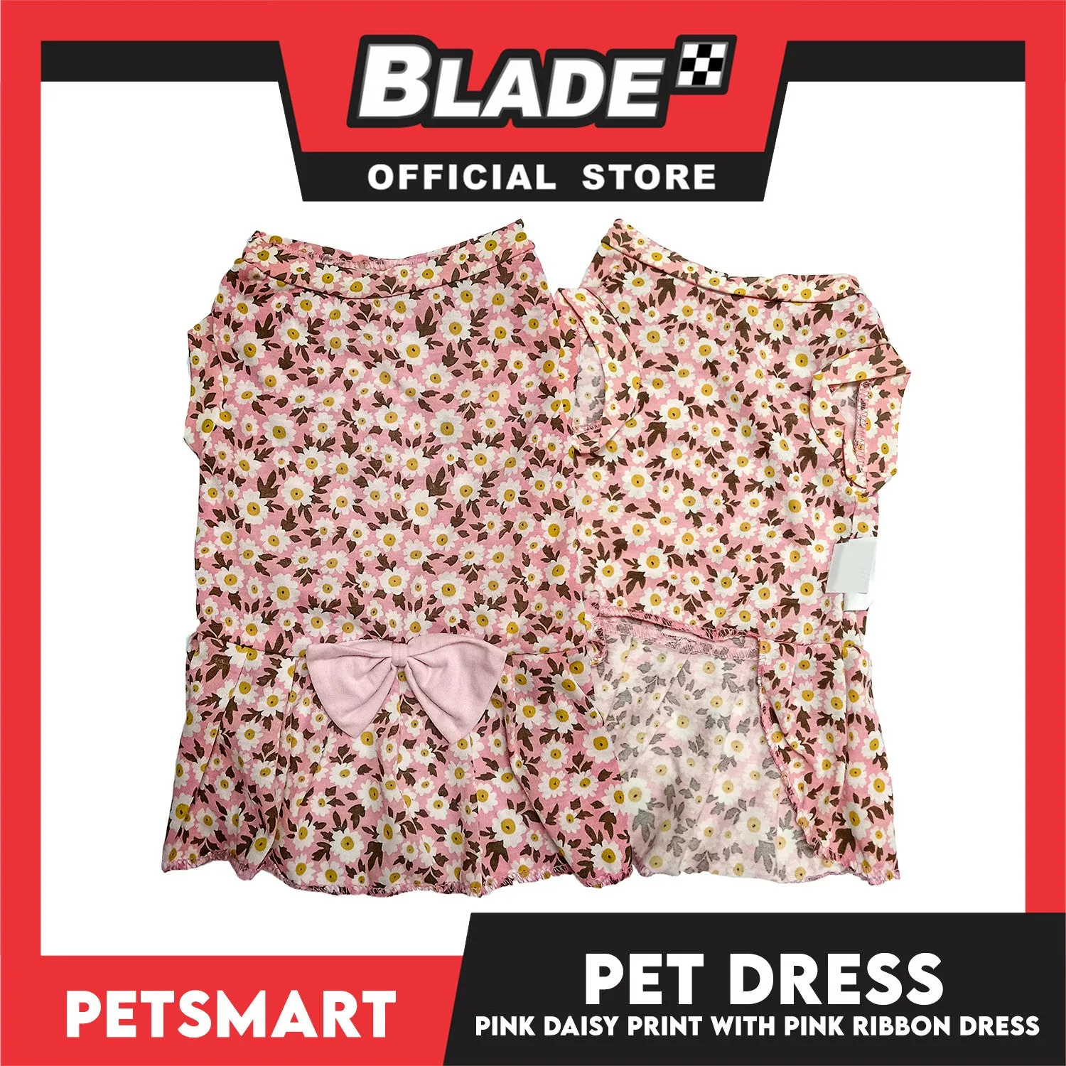 Pet Dress Pink Daisy Print with Pink Ribbon Design DG-CTN187M (Medium)