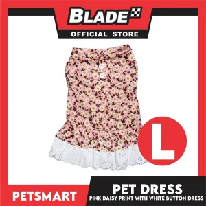 Pet Dress Pink Daisy Print with White Button Design DG-CTN186L (Large)