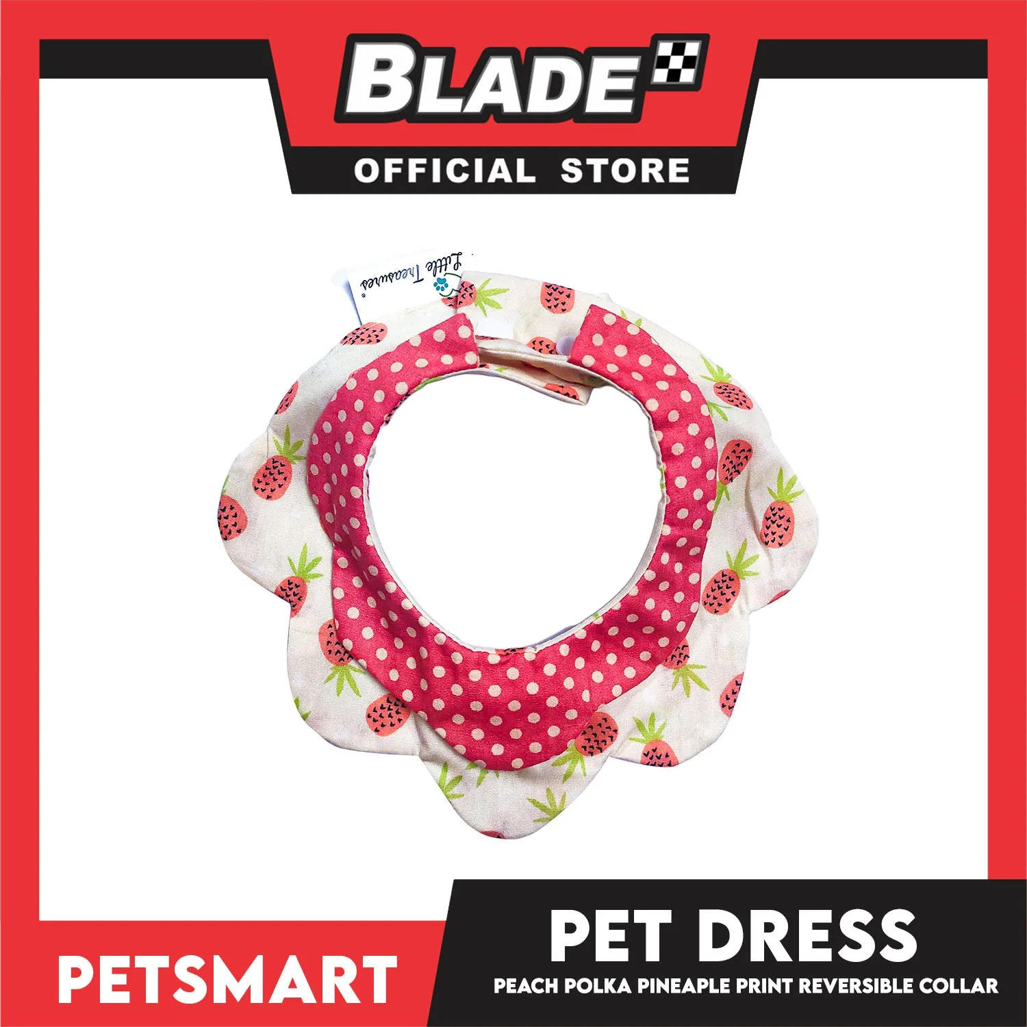 Pet Necktie Bandana Collar Scarf Peach Polka Dots Pineapple Design DB-CTN30M (Medium) Perfect Fit For Dogs And Cats, Breathable, Soft Lightweight Pet Bandana Collar Scarf