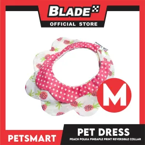Pet Necktie Bandana Collar Scarf Peach Polka Dots Pineapple Design DB-CTN30M (Medium) Perfect Fit For Dogs And Cats, Breathable, Soft Lightweight Pet Bandana Collar Scarf