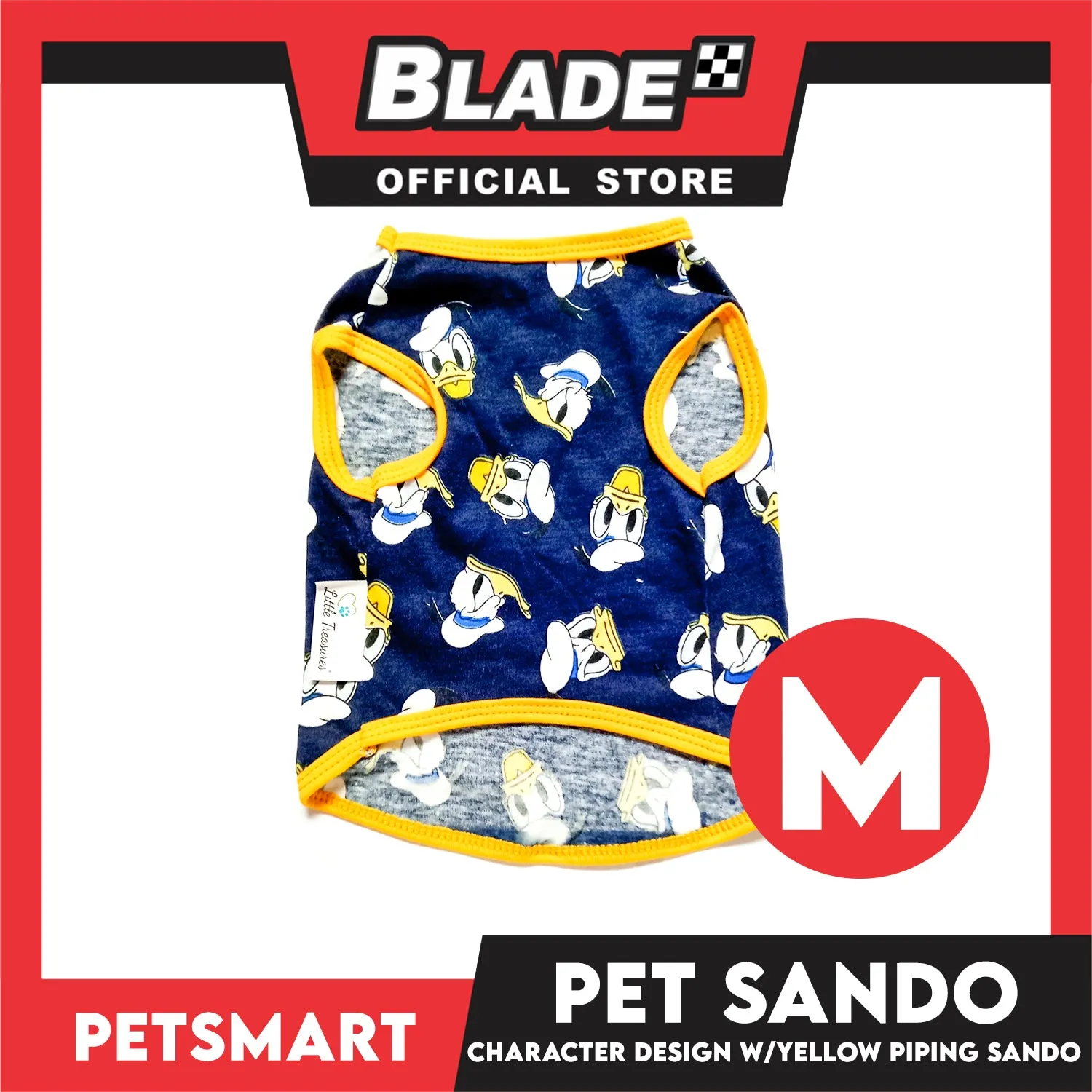 Pet Sando Apparel Character Design With Yellow Piping Sando DG-CTN125M (Medium) Perfect Fit For Dogs And Cats, Pet Clothes, Soft and Comfortable Pet Clothing