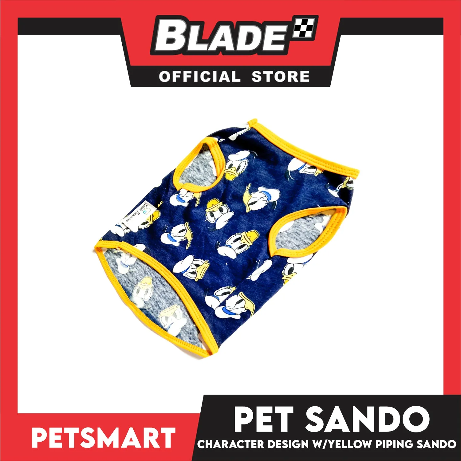 Pet Sando Apparel Character Design With Yellow Piping Sando DG-CTN125S (Small)