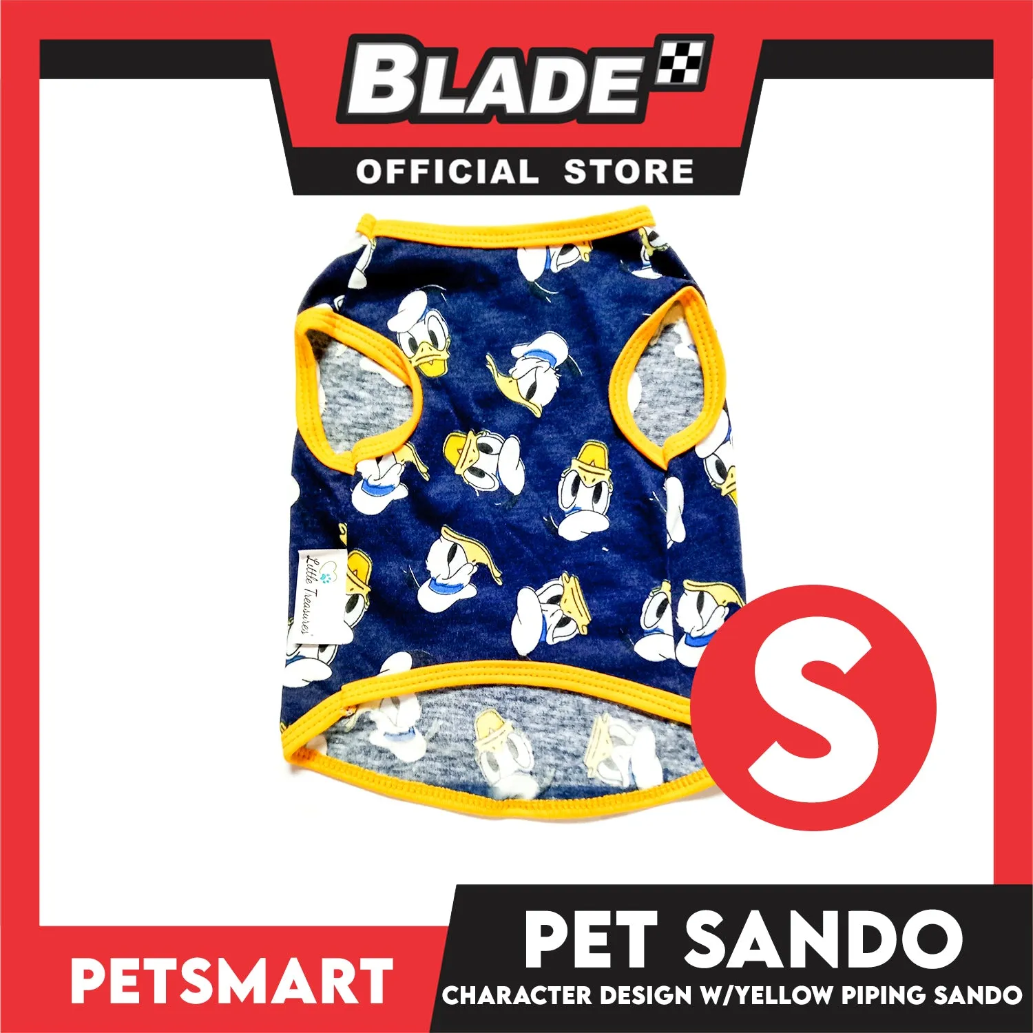 Pet Sando Apparel Character Design With Yellow Piping Sando DG-CTN125S (Small)