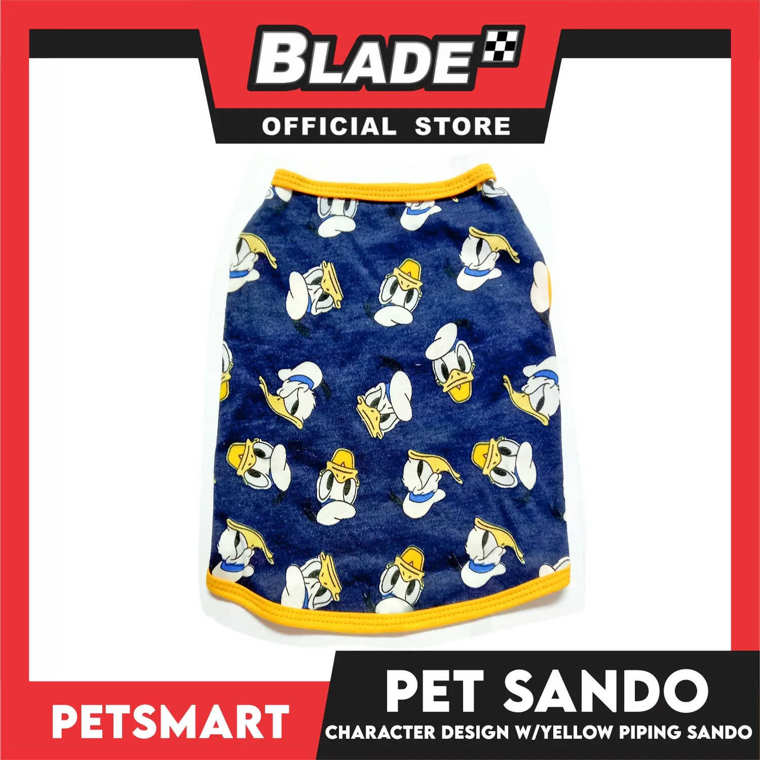 Pet Sando Apparel Character Design With Yellow Piping Sando DG-CTN125S (Small)