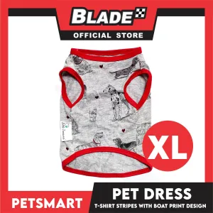 Pet Sando Dog Print Design With Red Piping, Gray Color DG-CTN107XL (XL)