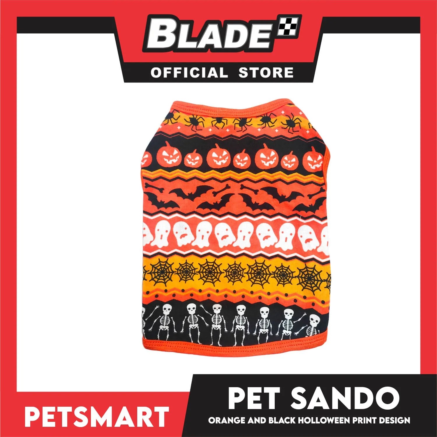 Pet Sando Halloween Design, Orange Black Color DG-CTN111S (Small)