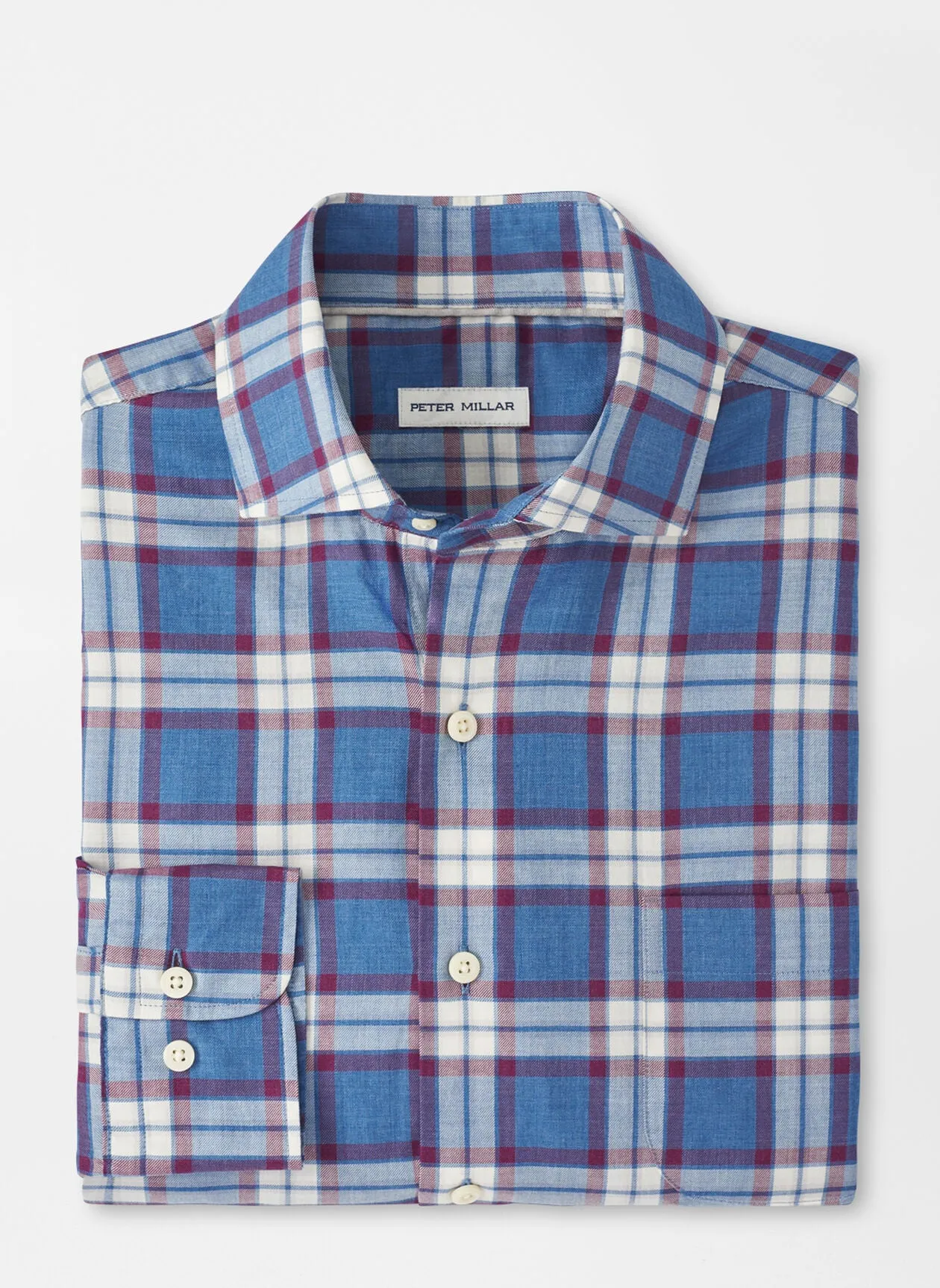 Peter Millar Mens Ellis Cotton Sport Shirt - TWILIGHT BLUE