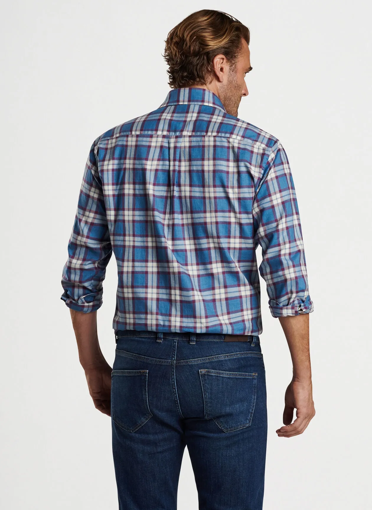 Peter Millar Mens Ellis Cotton Sport Shirt - TWILIGHT BLUE