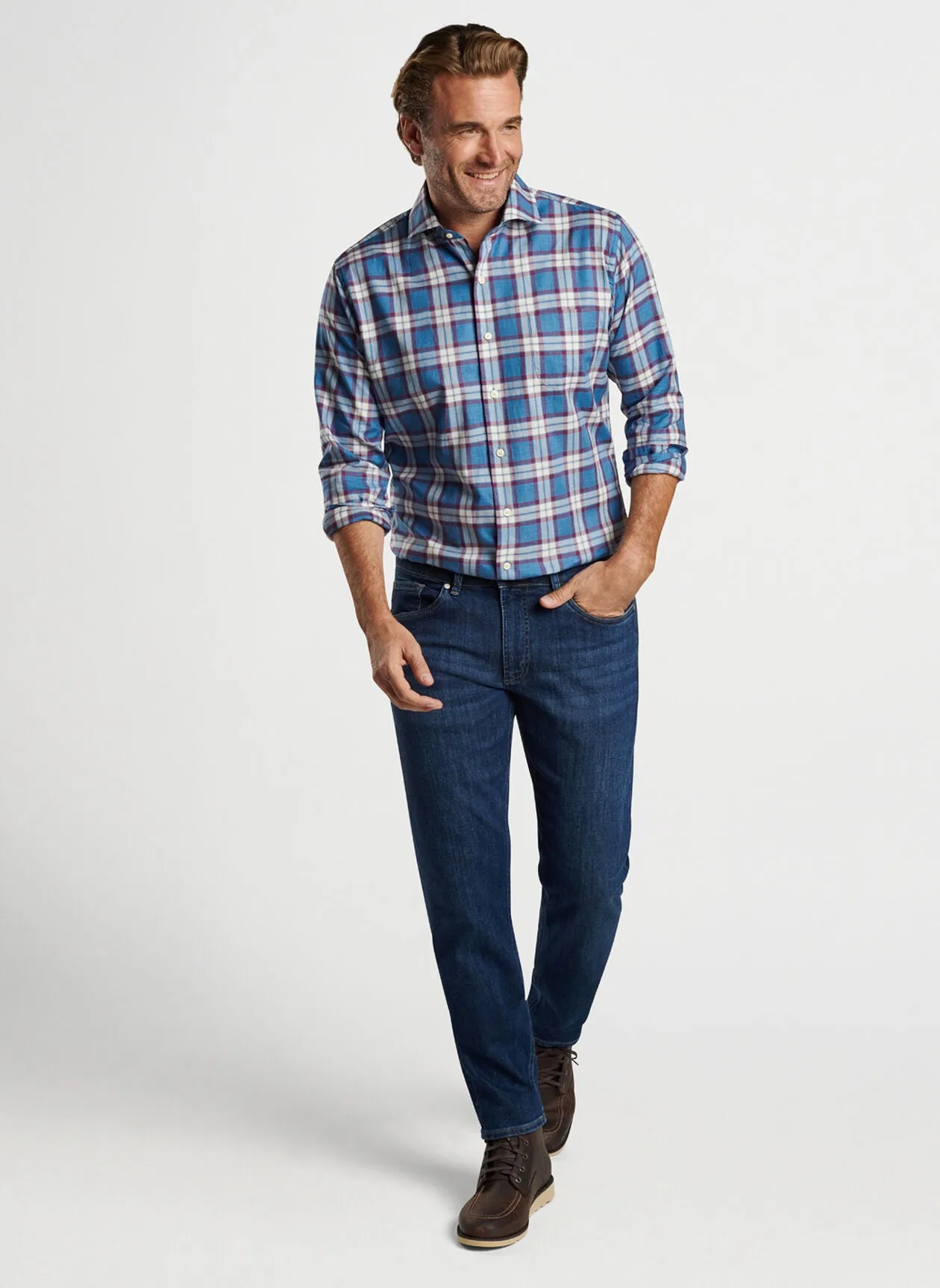 Peter Millar Mens Ellis Cotton Sport Shirt - TWILIGHT BLUE